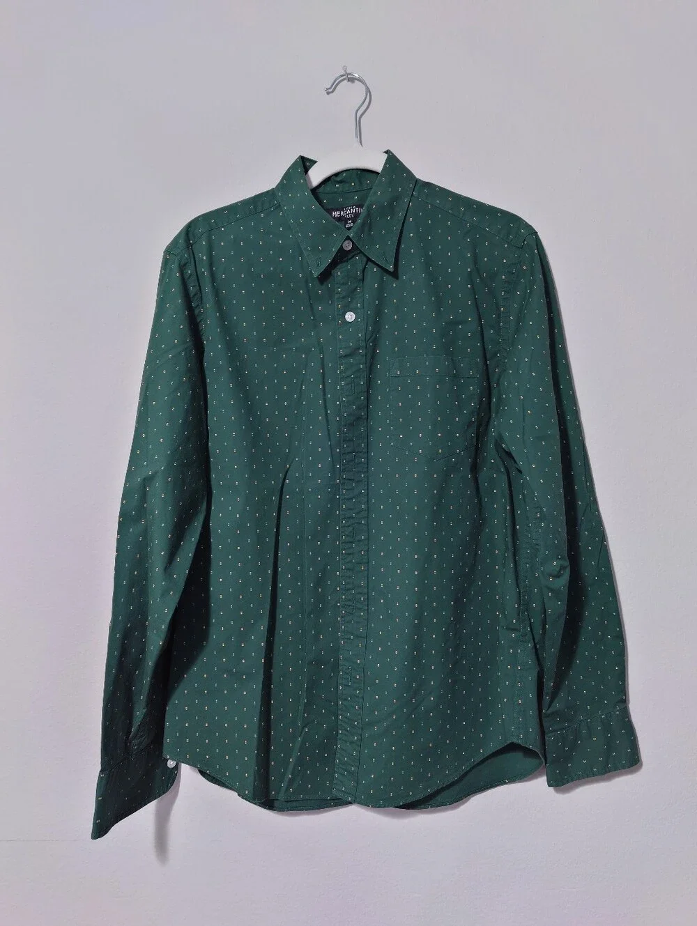 J.Crew Mercantile Flex Men’s M Green Micro Dot Button Down Shirt
